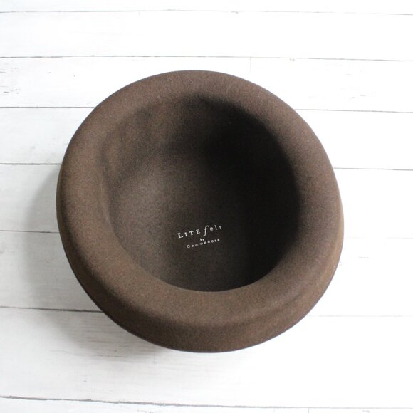Commodore Women\'s Bowler Brim Hat 100% Lite Felt Wool Dark Brown